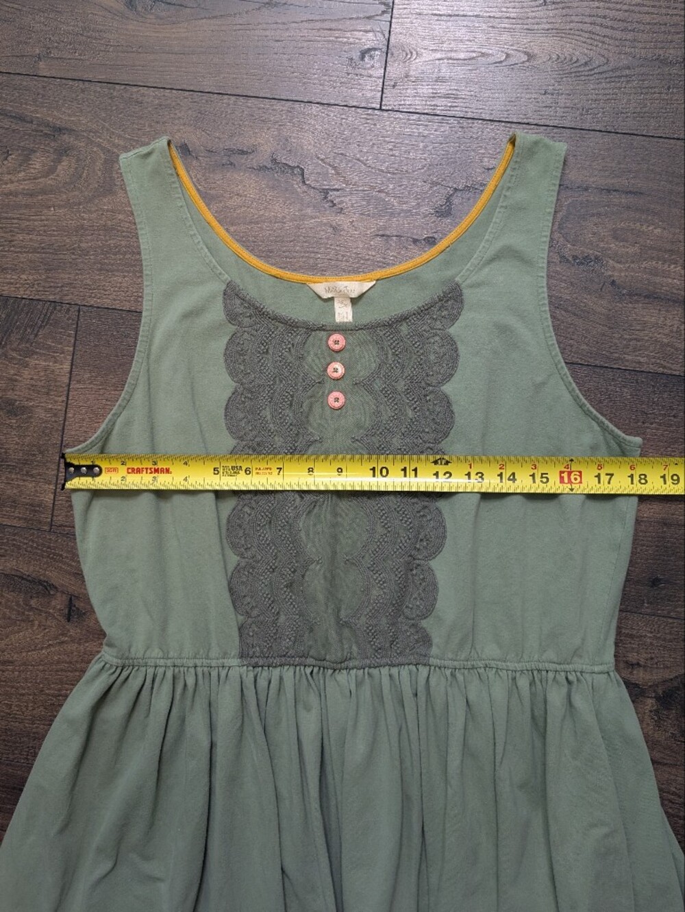 Matilda Jane Sleeveless Sage Green Lace-Trim Sundress with Floral Hem Size XL - Picture 7 of 8